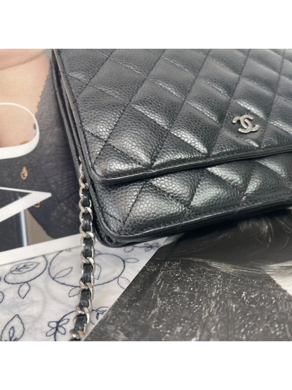Chanel Chain Wallet Quilted Caviar Leather Shoulder Bag